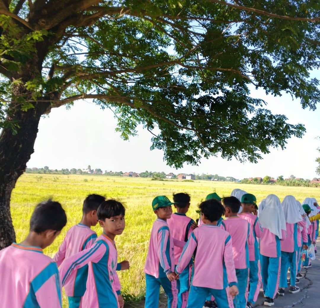 Kegiatan luar ruang di sekitar sawah Kuanyar